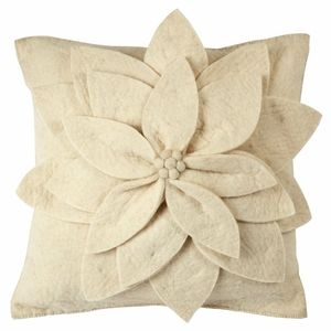 Arcadia Home Hand Felted Wool Pillow 3D Flower